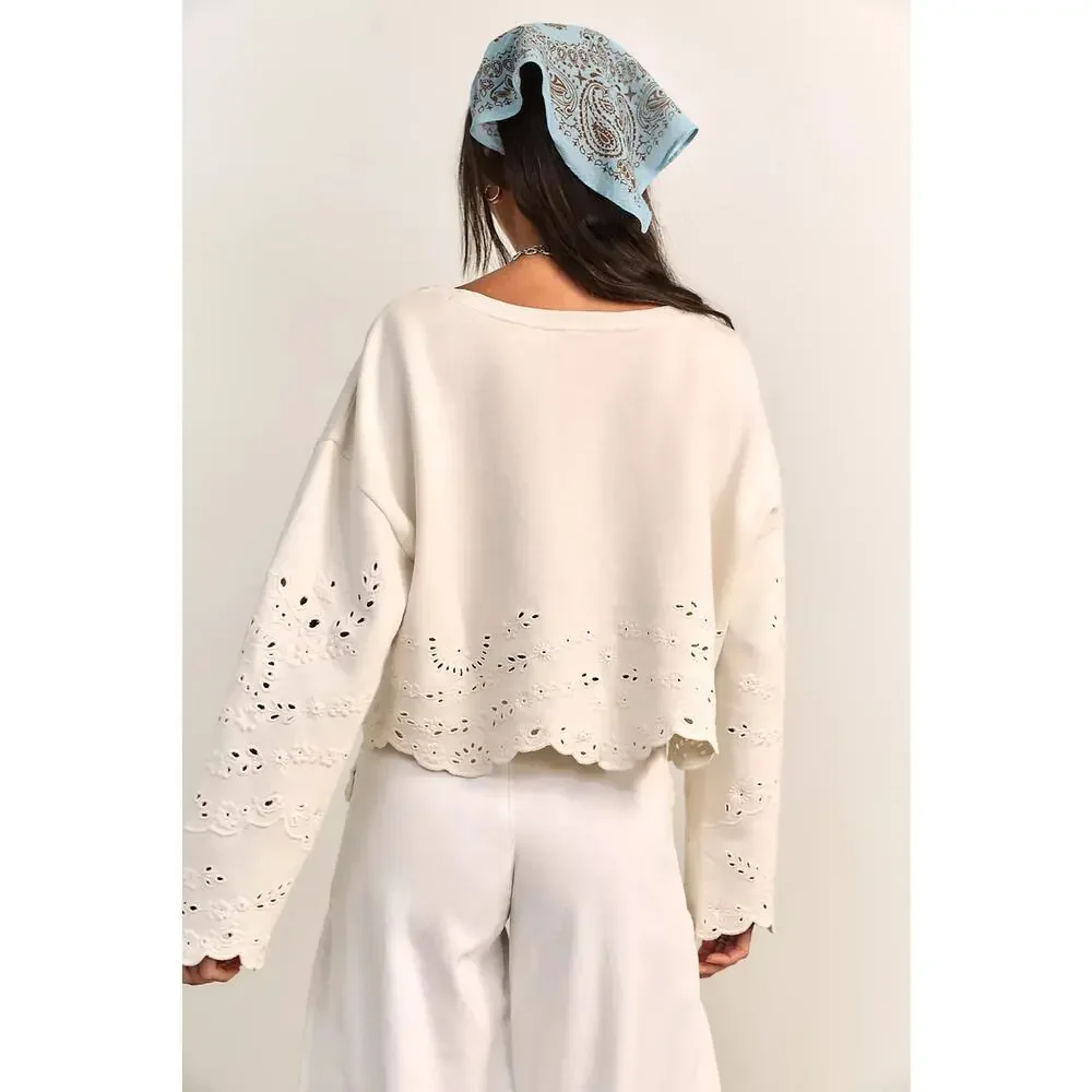 Free People Iris Embroidered Sweatshirt, NWT, size L